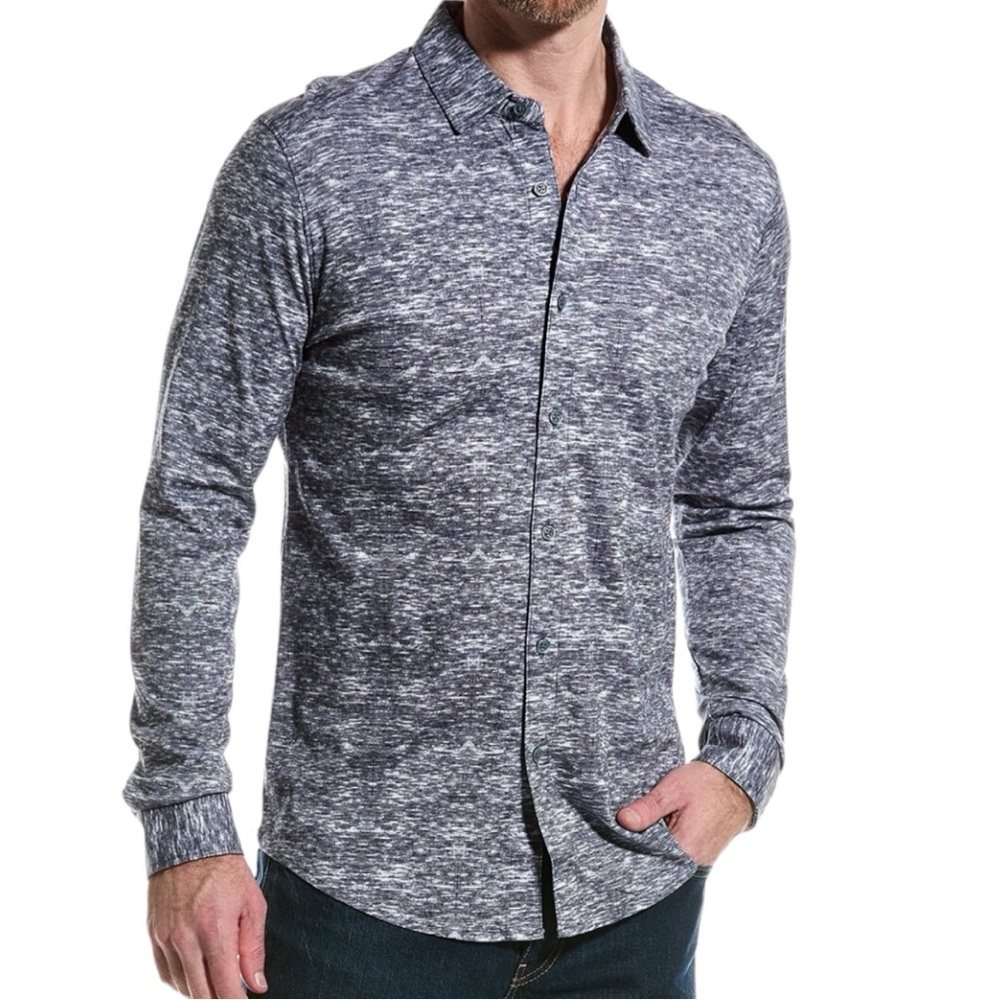 Raffi NWT Men’s Space Dye Long Sleeve Button‎ Down Shirt   Sz XXL